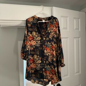 H&M Floral Blouse - Black and Red
